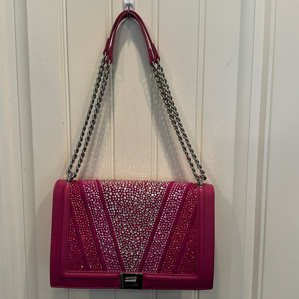 INC bright pink rhinestone handbag.